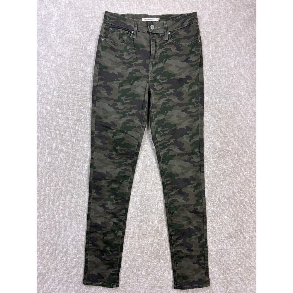 Levis 721 High Rise Skinny Jeans Womens 28 Green Camo Stretch Denim 18882-0501